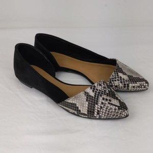 Bamboo Black & Snakeskin flats - worn once